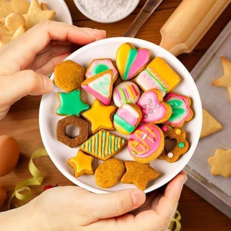 Conjunto De Cortador De Biscoitos De Aço Inoxidável , 9/24/30 Peças , Múltiplas Formas , Fácil Desmoldagem Para Assar Em