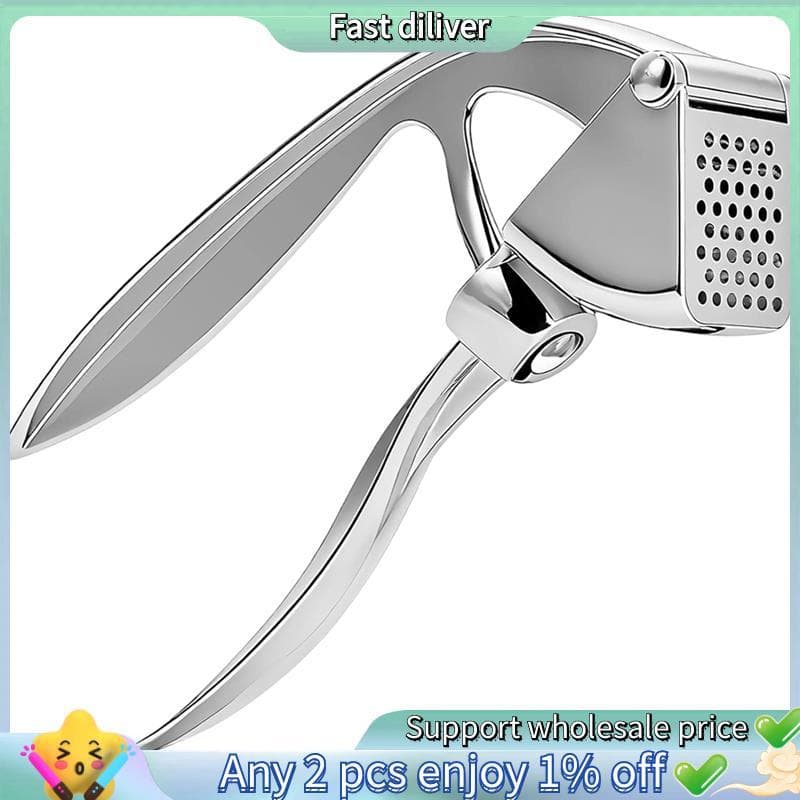Prensa De Alho Com Cabo Ergonômico , Picador De Metal Resistente , Cor Prateada , Seguro Para Máquina De Lavar Louça , F