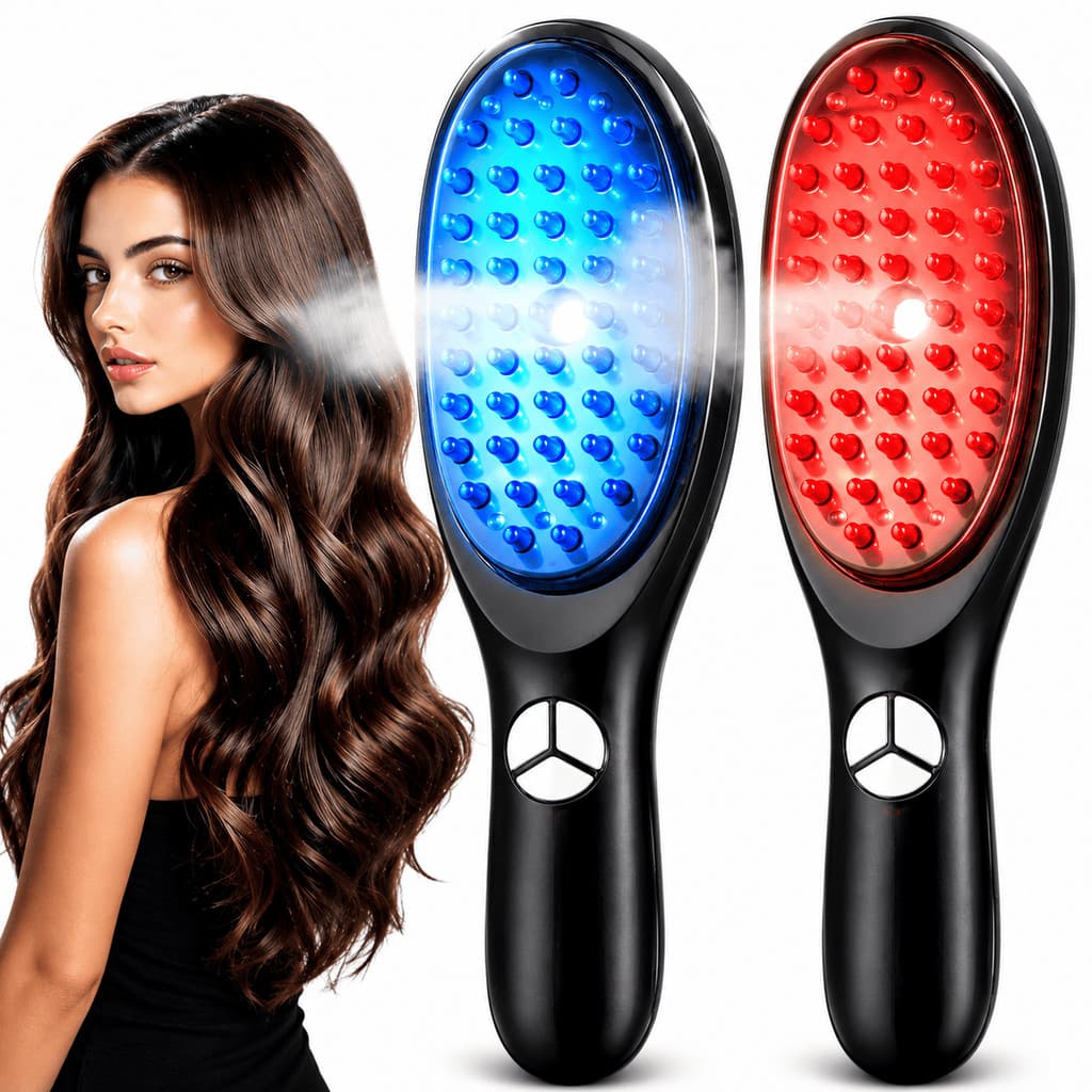 Escova Massageadora com Laser 2 em 1 – Tratamento Capilar e Antiqueda Cuidados Com O Cabelo Massageador Capilar