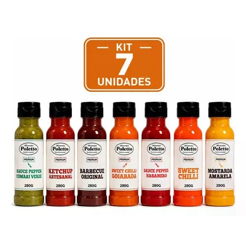 Kit Combo 7 Molhos Sabores Diferentes Churrasco Premium Poletto - 280g