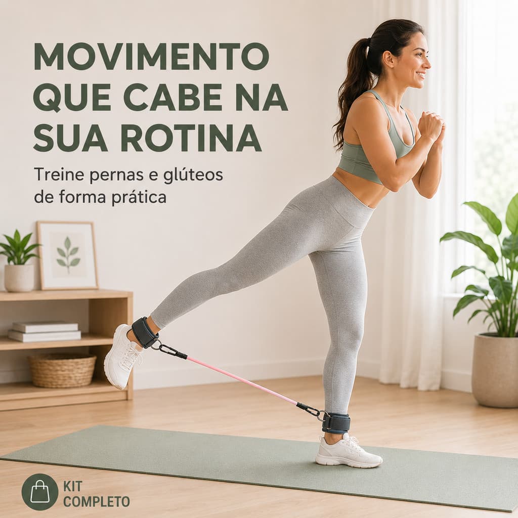 Kit 3 Faixas de Resistência com Tornozeleiras para Glúteos e Pernas