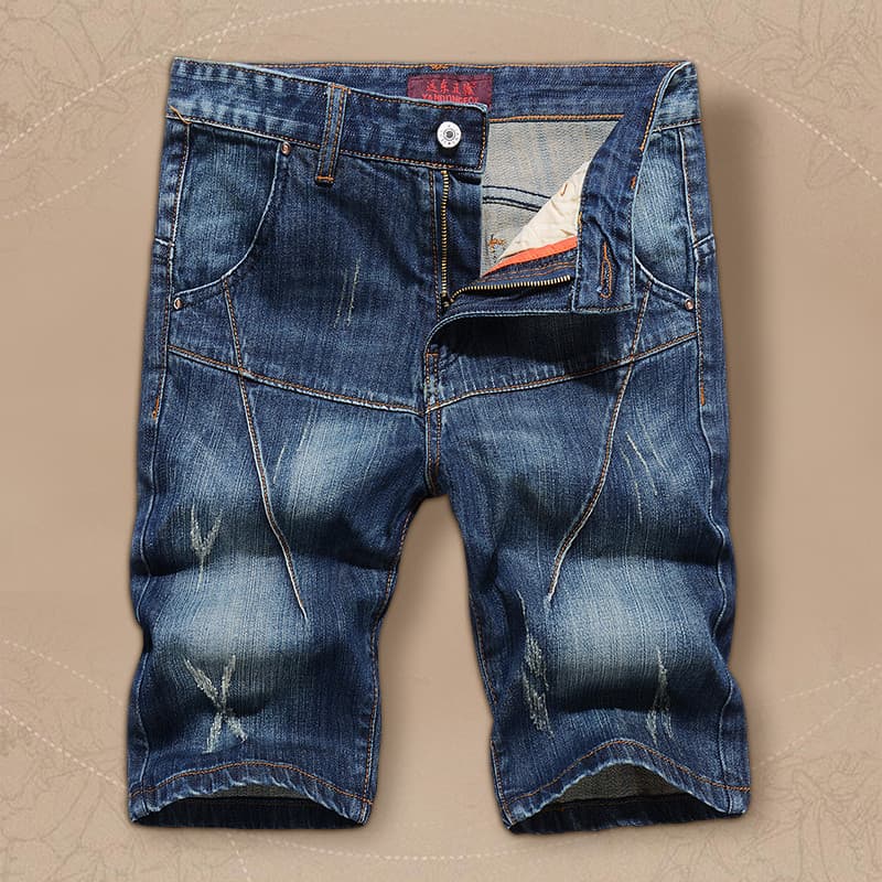 Calças de brim finas masculinas retas calças de 5 pontos Shorts Jeans masculinos verão Plus Size calças de cinco pontos