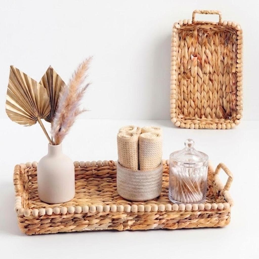 Bandeja Decorativa Boho Chic para Cozinha, Banheiro e Sala oval retangular