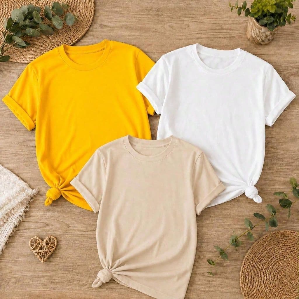 Kit 3 Camiseta Femininas Básicas Premium 100% Algodão Lisa Conforto Casual Streetwear
