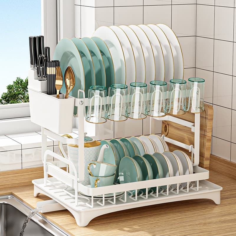 Rack de drenagem de cozinha, rack de prato, armazenamento de prato, cesta de drenagem, caixa de armazenamento de utensíl