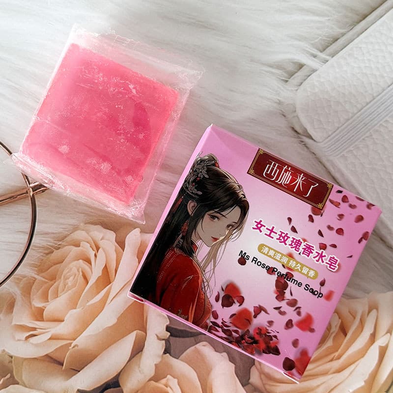 Aqui vem o Shih Tzu senhoras rosa Perfume sabão fragrância suave banho limpeza profunda sabão artesanal fragrância durad
