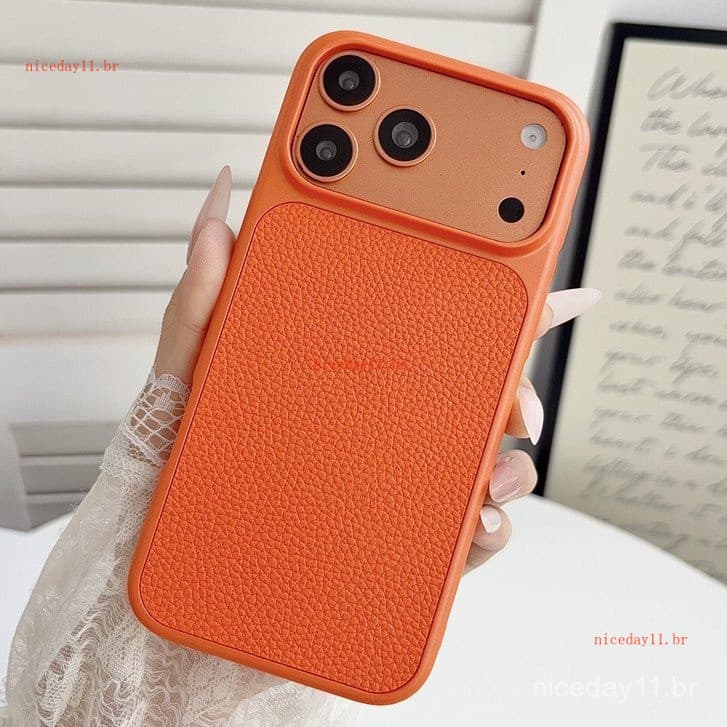 Capa de celular de couro de luxo e elegante, adequada para Phone 17 16 15 14 13 Pro Max G1AS.