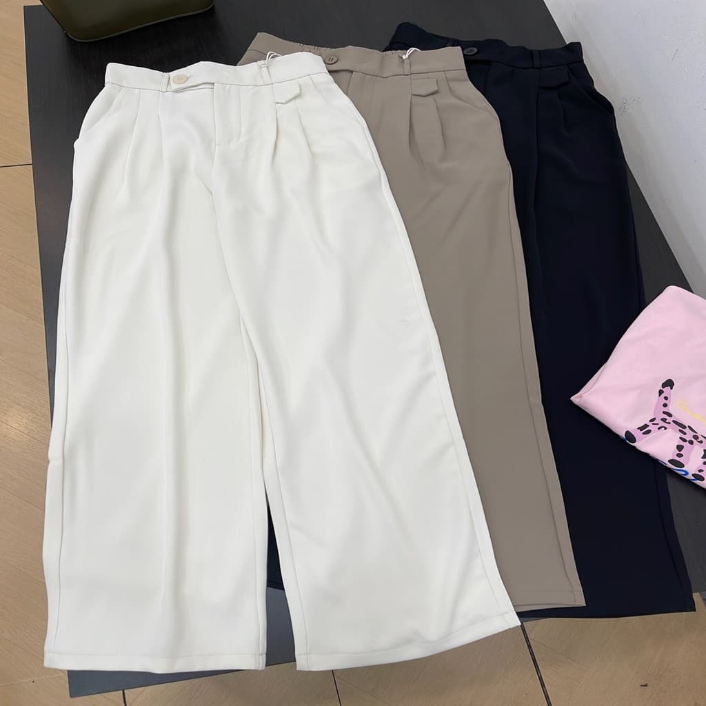 Cintura alta solta Casual calças retas verão novo estilo estilo fino All-Match capa carne Drape calças de perna larga E#