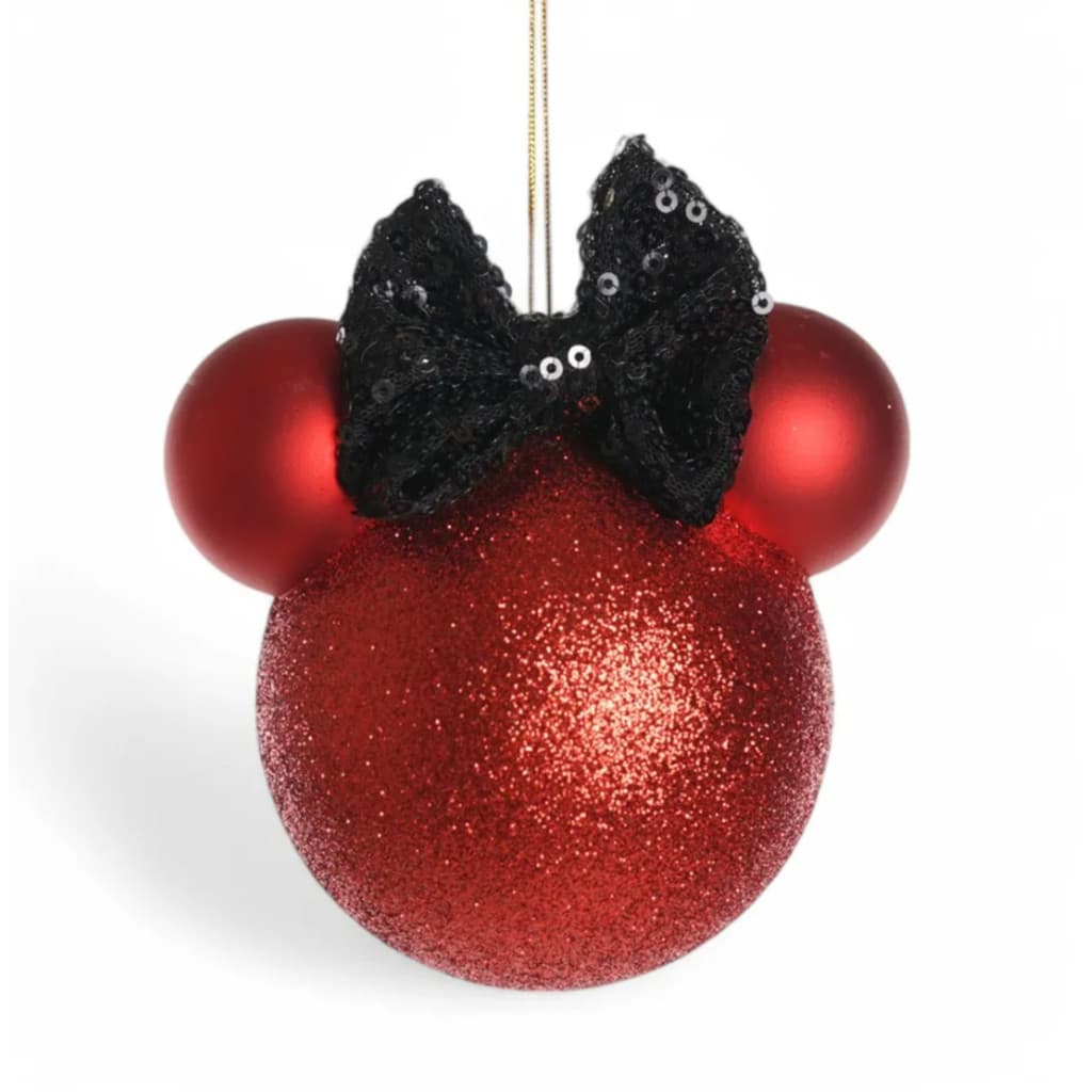 Kit 4 Bolas Natal Mickey Vermelho Disney Cromus 8cm Enfeite
