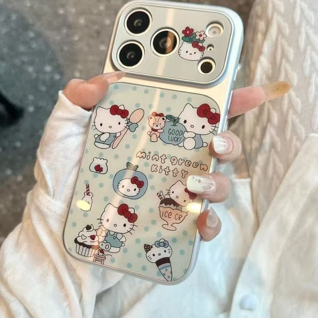 Capa Fofa De Desenho Animado Com Ilustração De Bolinhas Hello Kitty Para iPhone , Adequada 17 Promax 16 15 14 13 12 11 X