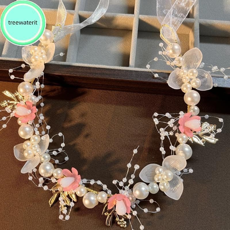 treewaterit Elegante Meninas Imitado Pérola Cabelo Cocar Bebê Flor Grinalda Guirlanda Cabeça Argola De Casamento br