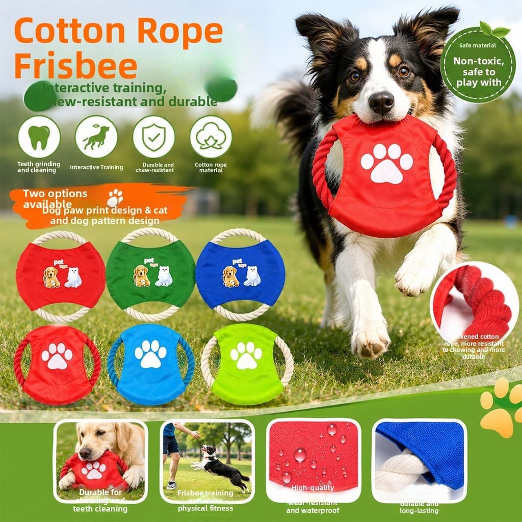 Corda de algodão para animais de estimação frisbee cão resistente à mordida tecido Molar frisbee treinamento interativo