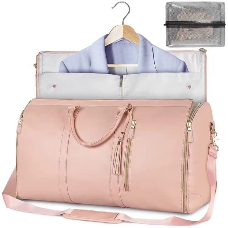 Bolsa de roupas portátil conveniente para viagem Amazon, bolsa de couro PU de tamanho grande, moda feminina