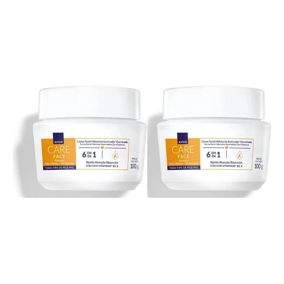 Kit C/2 Avon Care 6 Em 1 Hidratante Facial Vitaminado 100g