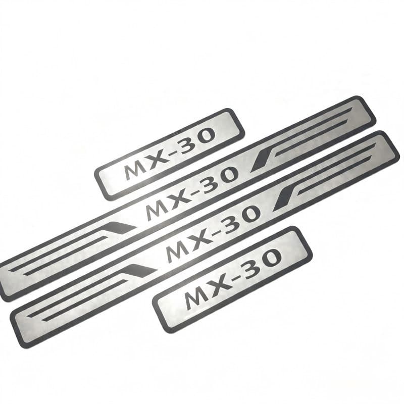 Aço Inoxidável Guarnição de Soleira Proteção de Porta de Carro para Mazda MX‑30/MX‑30 R‑EV, Conjunto de 4 peças