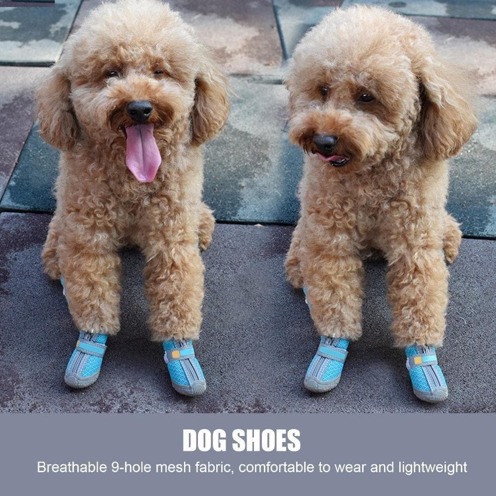 4 Peças De Sapatos Para Cães , Sola Antiderrapante , Botas Azuis Capas Animais De Estimação Com Furos De Malha Res