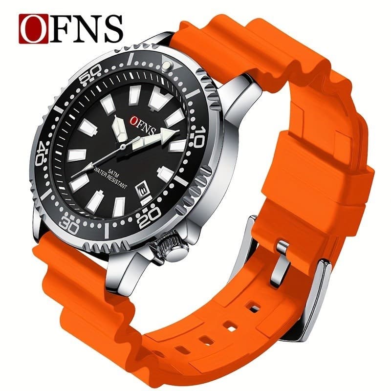 OFNS Moda masculina relógio de luxo fácil de usar moldura de liga giratória clássica à prova d'água presente de feriado