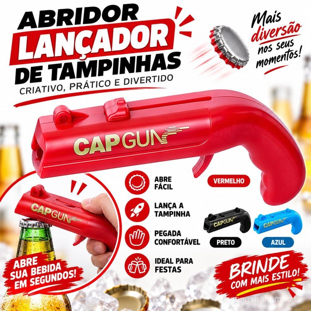 Abridor de Garrafas Criativo, Lançador de Tampas, Abridor Portátil de Garrafas de Cerveja e Refrigerante, Ferramenta par