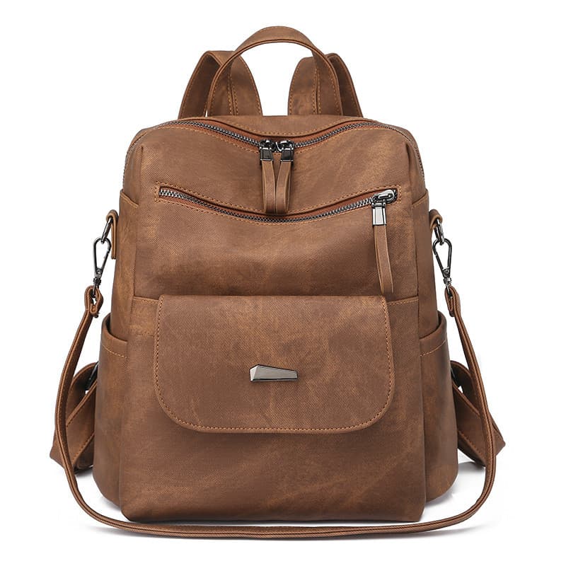 Mochila Feminina Simples e Estilosa, Estilo Coreano, Grande Capacidade, Bolsa Escolar de Couro