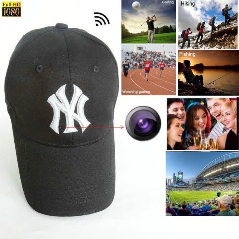 Mini Câmera De Boné De Beisebol 1080P Full HD WiFi , Gravador De Ação Esportiva Grande Angular , Vídeo Externa Portátil