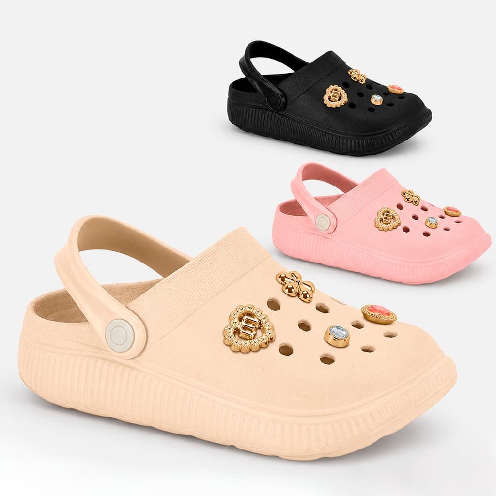 Babuche Clog Infantil Menina Apliques Decorativos Molekinha