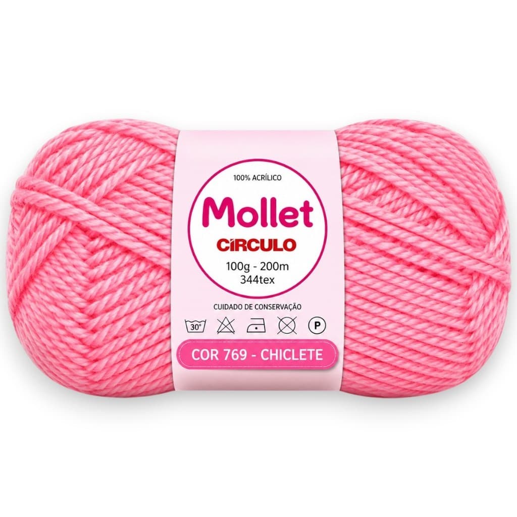 Fio Mollet Círculo 100g 200m Cor 769 Chiclete – 100% Acrílico