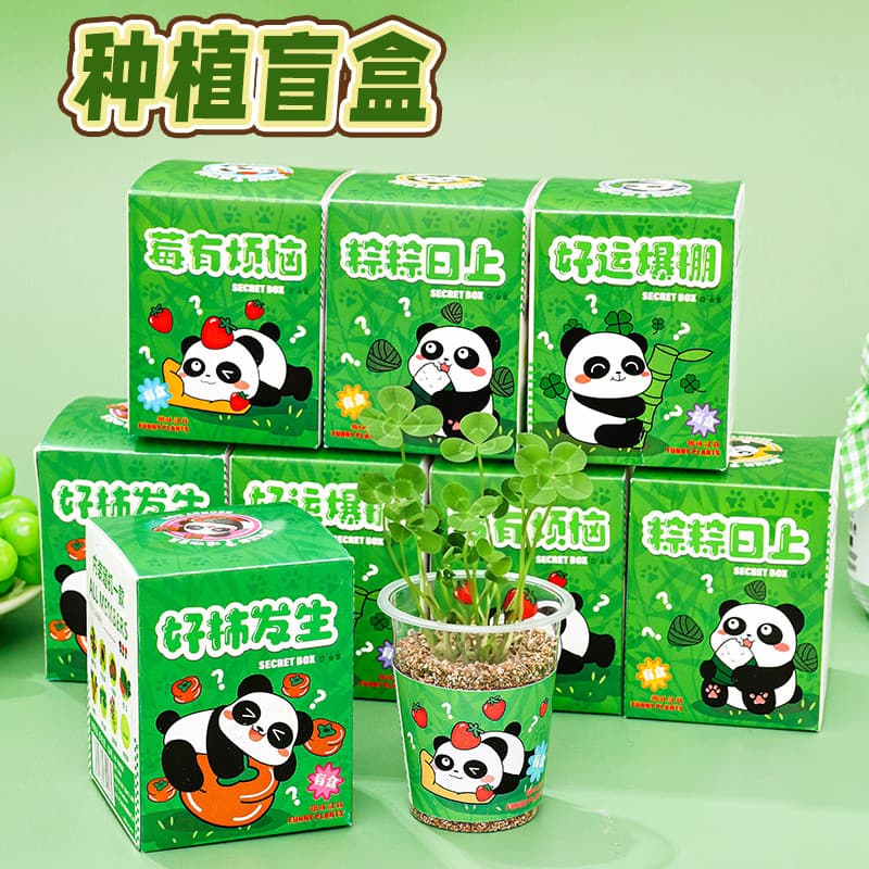 Criativo dos desenhos animados Panda plantio caixa misteriosa planta das crianças vaso pequeno vaso de plantas estudante