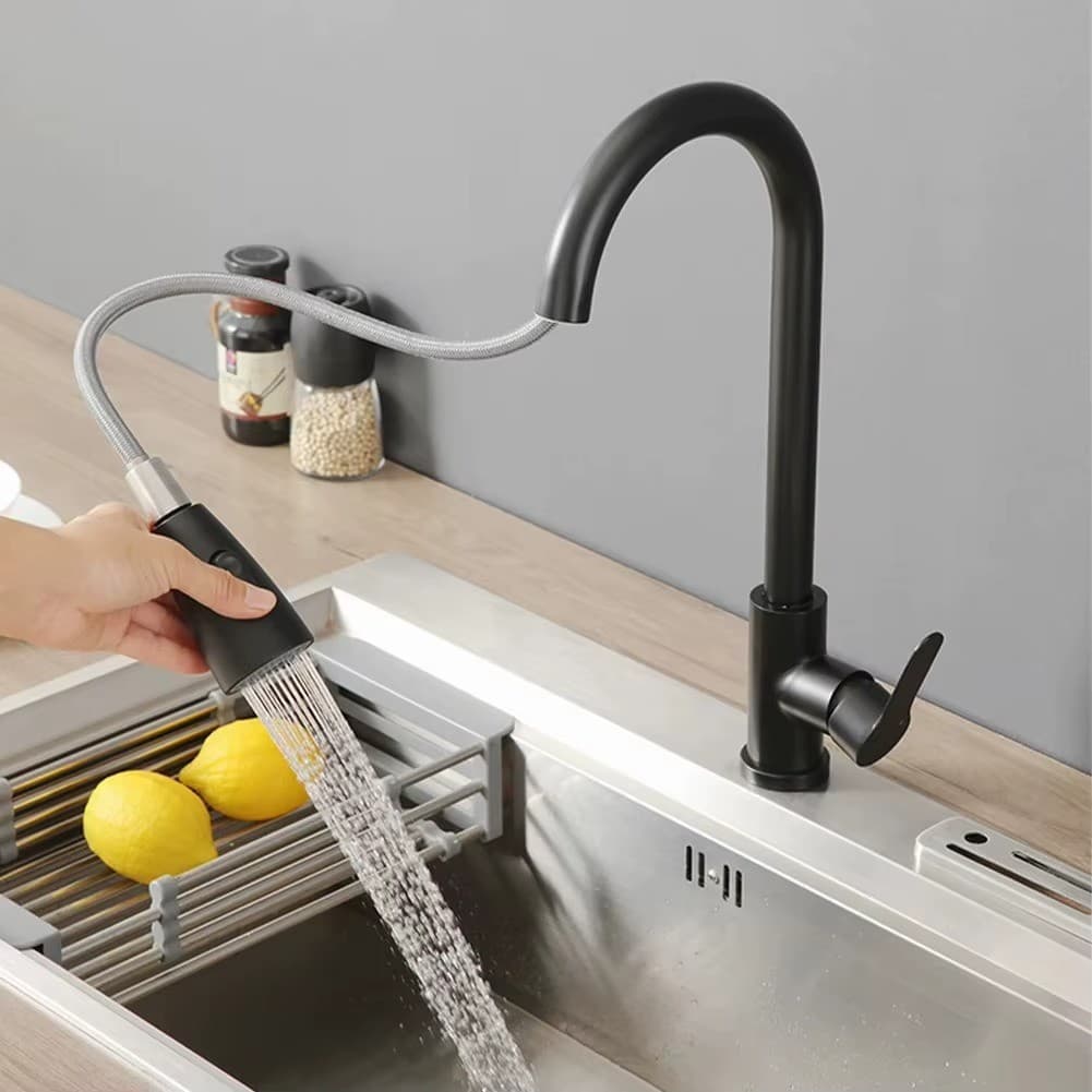 Torneira Luxo Monocomando Gourmet Inox 40cm Extensível Spray Bica Alta 22cm. P.HQ