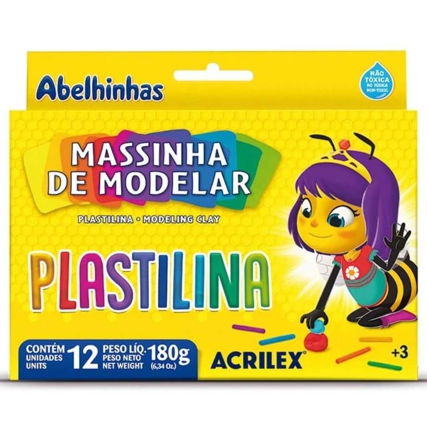 MASSA MODELAR 12 CORES PLASTILINA ACRILEX