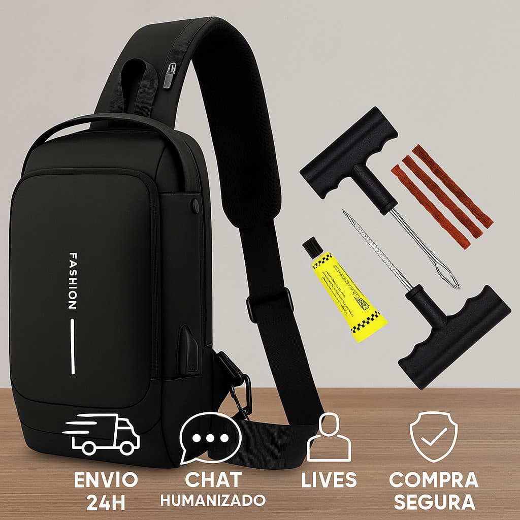 Kit Bolsa Transversal Black + Kit Reparo