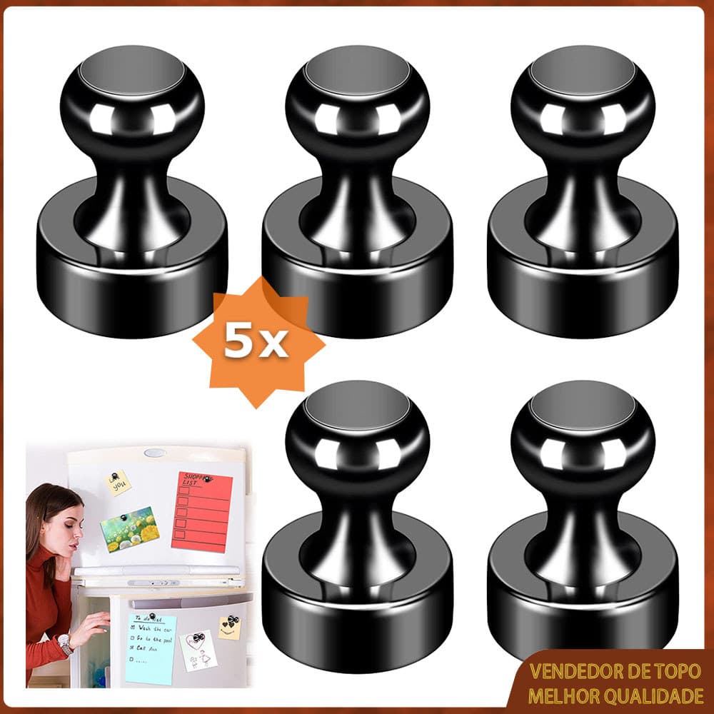 5 Pçs Super Forte Ímã De Neodímio Pinos Magnéticos Otário Percevejo Aço Push Pin Para Geladeira Quadro Branco-Preto