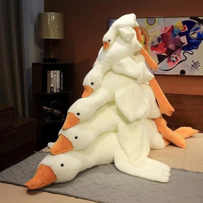 50-190cm Bonito Grande Ganso Branco Brinquedos De Pelúcia Kawaii Enorme Pato Sono Travesseiro Almofada Macio Animal Bone