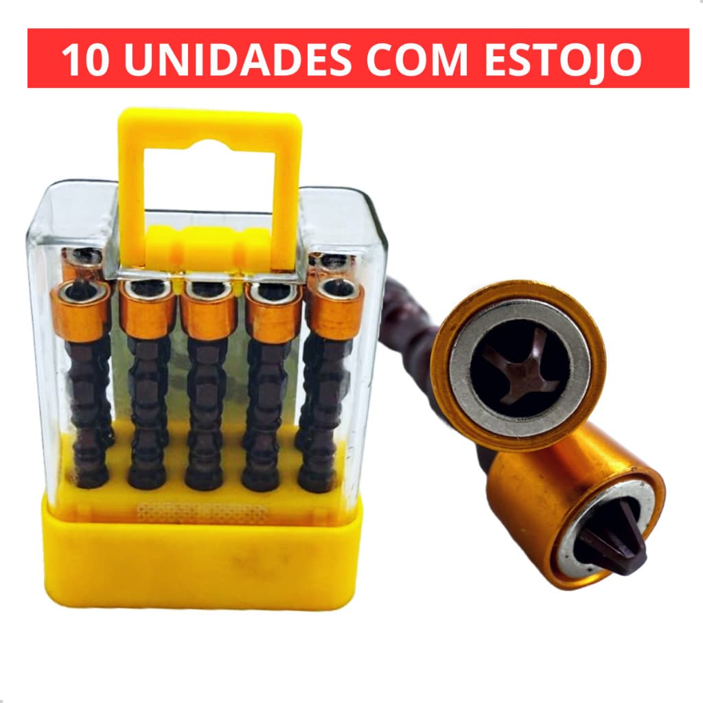 Bits Magnético Ponteira Philips Parafusadeira Ph2 Kit 2/10 Und