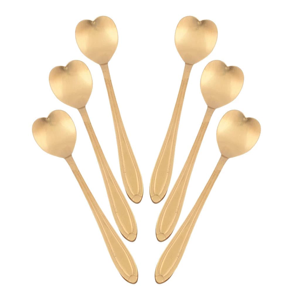 Colheres 4/6/8 PCS Café Chá Coração Sobremesa Inox Dourada/Colher de chá metal dourado