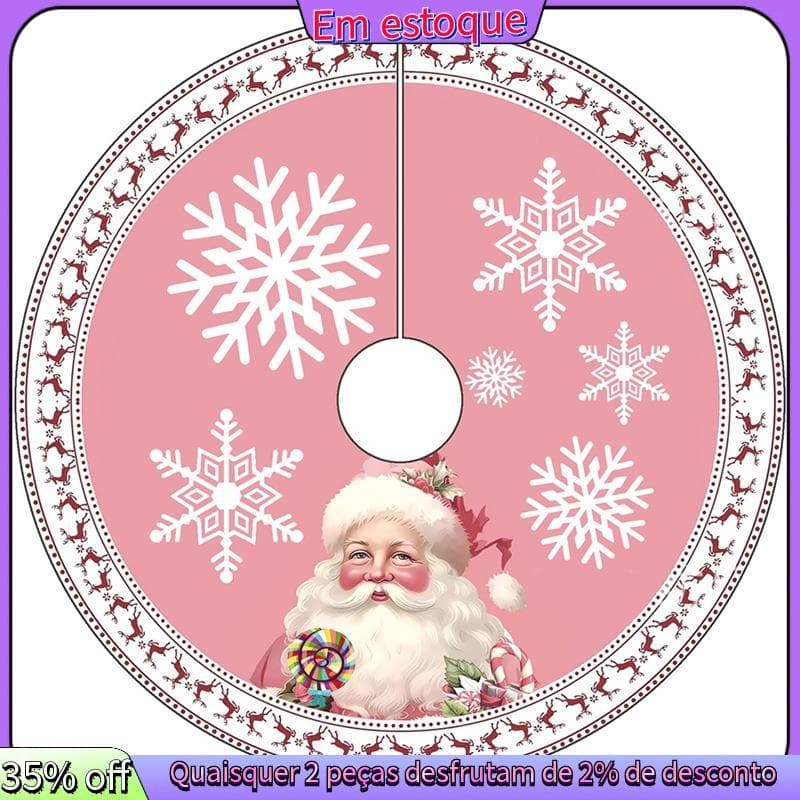 60cm Rosa Árvore De Natal Saia Floco De Neve Papai Noel Feliz Decoração Ano Novo