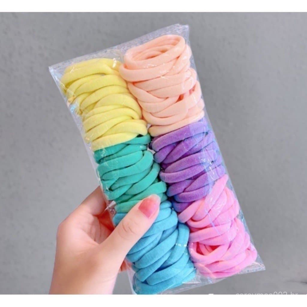 Kit 50 Xuxinha Elástico de Cabelo Xuxinha Criança Adulto Rabicó 50 Unidades-Grande-INLIS ANA