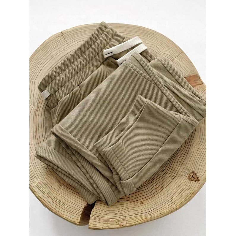 Primavera novo estilo 350g sarja pesada Sweatpants americano solto Casual elástico calças esportivas das mulheres dos ho