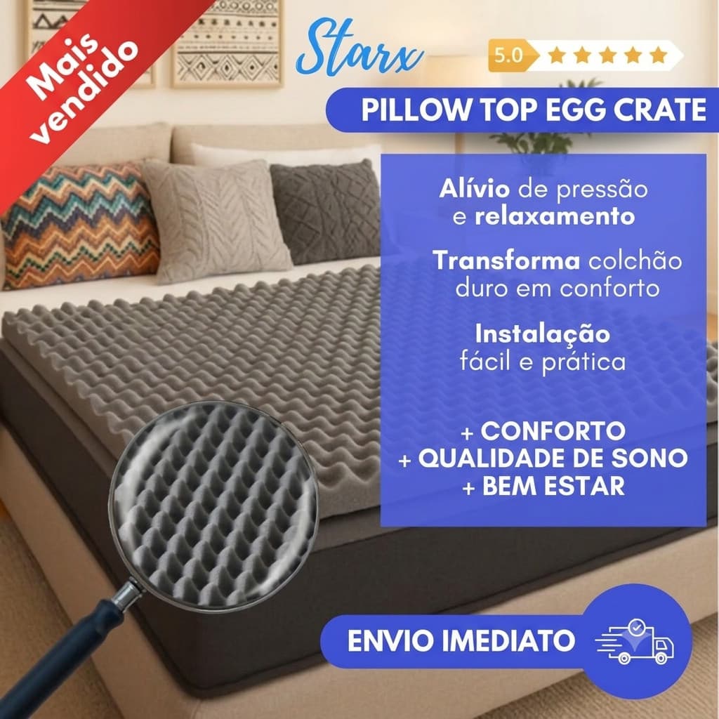 Pillow Top Massageador Colchonete Caixa De Ovo Casca Anti-escaras 6 cm
