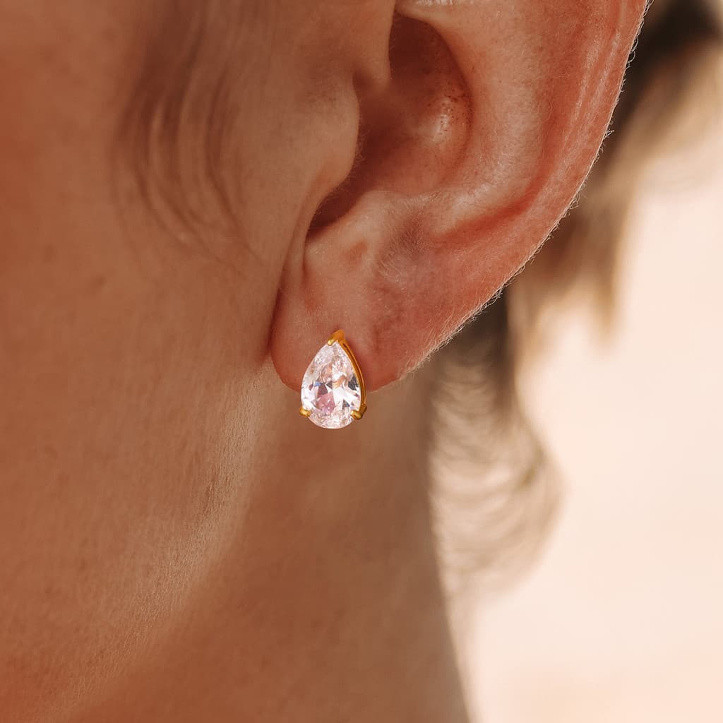BLOSSOM Zircon Brincos 18k Ouro Aço Inoxidável Brincos Hipoalergênicos Homens Mulheres Podem Usar