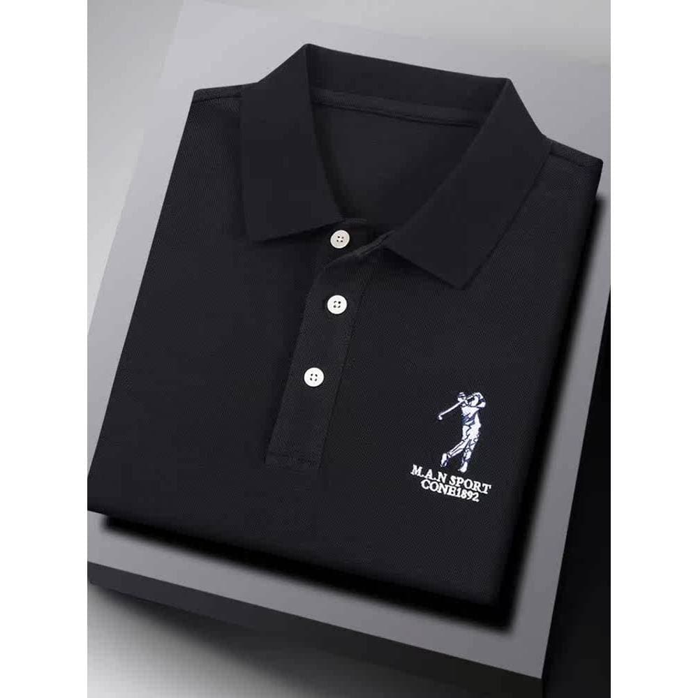 Marca masculina puro algodão de manga comprida camiseta masculina preto Casual gola camiseta topo de fundo primavera out