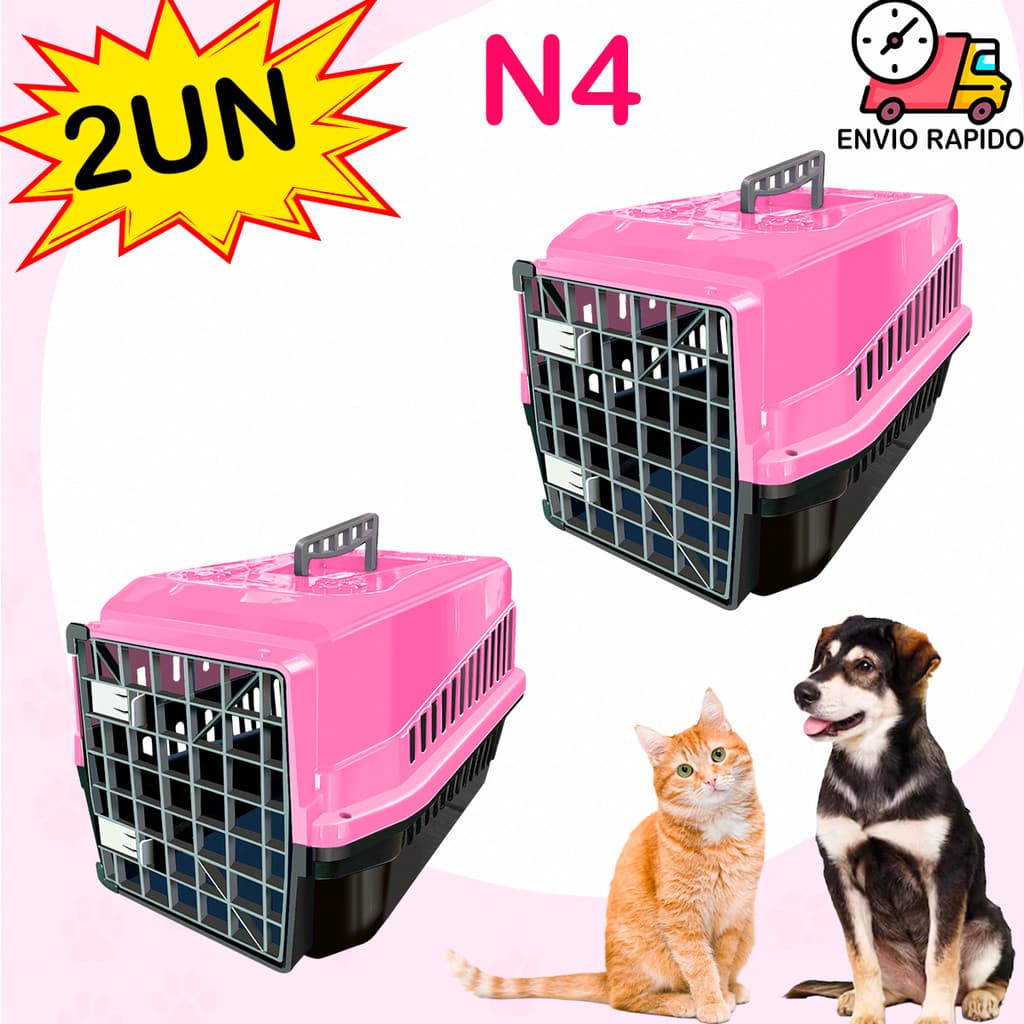 Caixa De Transporte Transportadora Para Cães Gatos Cachorros Pet Confortável 2 Unidades N4