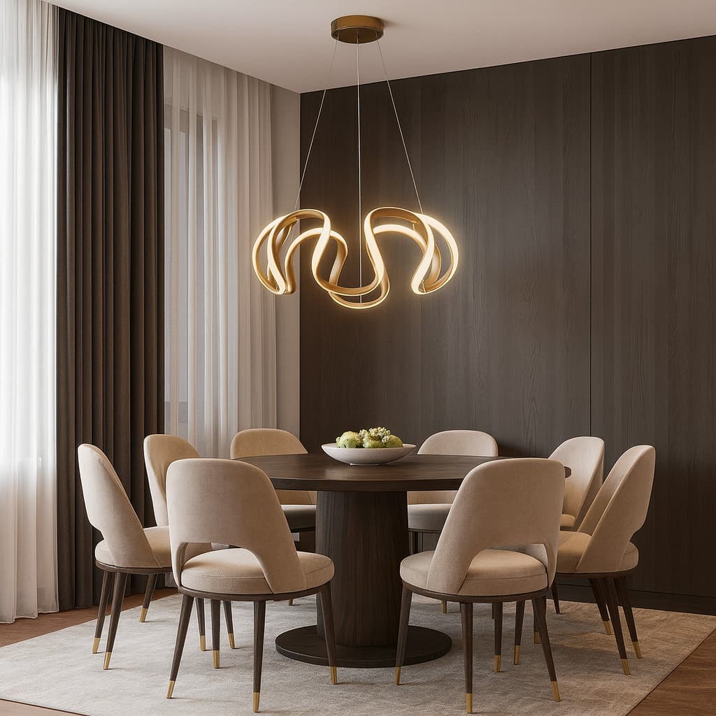 Lustre Pendente LED Moderno Ouro Elegante 60W para Sala 50CM
