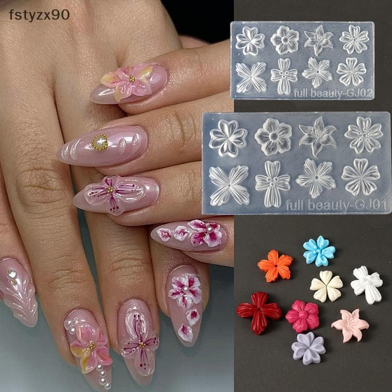 [fstyzx90] Pétalas De Flores De Primavera Molde De Silicone Para Unhas Tridimensional Floral DIY Design Modelo De Manicu