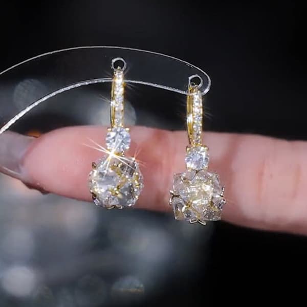 | kit brinco aço inoxidável | 【cartelas de brincos feminino】 ♀Brincos de cristal de zircônia quadrada feminino luz luxo