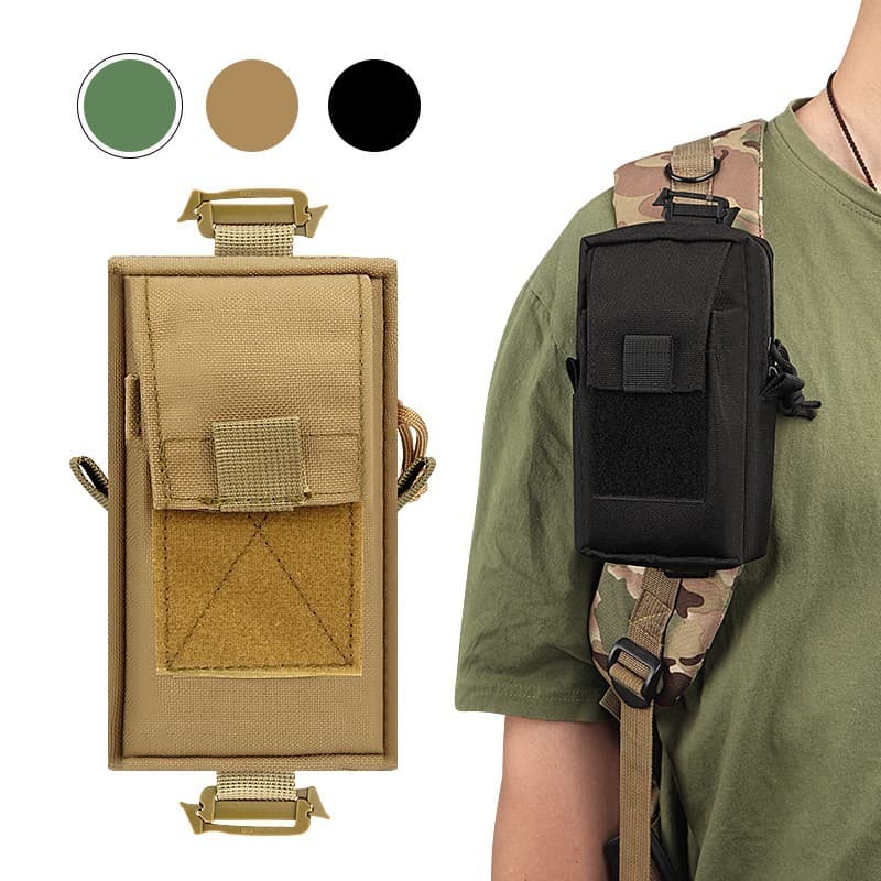 Ao ar livre portátil Universal tático caminhadas Walkie-Talkie mochila saco de suspensão do telefone móvel alça de ombro