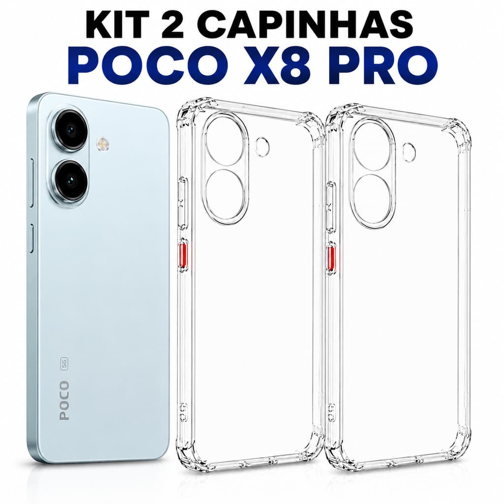 Kit 2 Capas Anti Impacto Transparente POCO X8 Pro Xiaomi Capa Silicone TPU Premium Airbag Reforçada