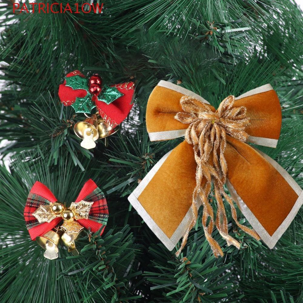 PATRICIA1OW Pingente De Laço De Natal , Flocado Com Fita Árvore Decorativo De Guirlanda DIY