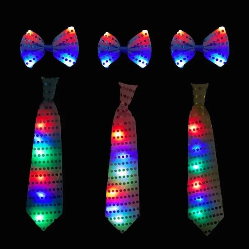 5 Pçs LED Gravata Borboleta Piscando Acender Lantejoulas Clube Bar Festa De Natal Feminino Casamento Presente Luminoso