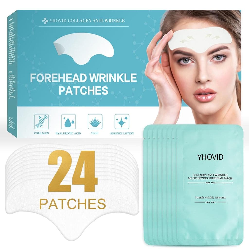 YHOVID 24 Patches para Rugas na Testa - Patches Faciais Anti-Rugas com Colágeno e Vitamina E para Tratamento Noturno de