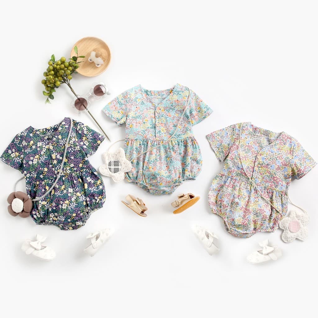 Macacão de bebê Floral macacão de bebê recém-nascido roupas de bebê macacão de manga curta verão versão coreana